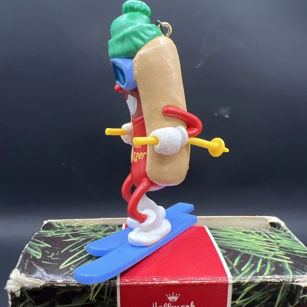 Vintage 1990 Hallmark Keepsake Christmas Ornament Hot Dogger Hot Dog On Ski's
